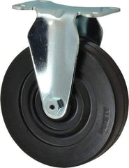 Albion - 5" Diam x 1-1/4" Wide x 6-3/16" OAH Top Plate Mount Rigid Caster - Hard Rubber, 350 Lb Capacity, Plain Bearing, 2-1/2 x 3-5/8" Plate - Industrial Tool & Supply
