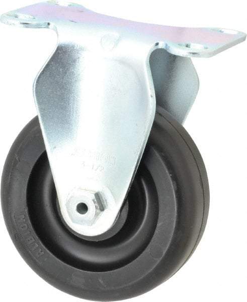 Albion - 3-1/2" Diam x 1-1/4" Wide x 4-11/16" OAH Top Plate Mount Rigid Caster - Polyolefin, 300 Lb Capacity, Delrin Bearing, 2-1/2 x 3-5/8" Plate - Industrial Tool & Supply