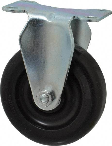 Albion - 4" Diam x 1-1/4" Wide x 5-1/8" OAH Top Plate Mount Rigid Caster - Polyolefin, 300 Lb Capacity, Delrin Bearing, 2-1/2 x 3-5/8" Plate - Industrial Tool & Supply