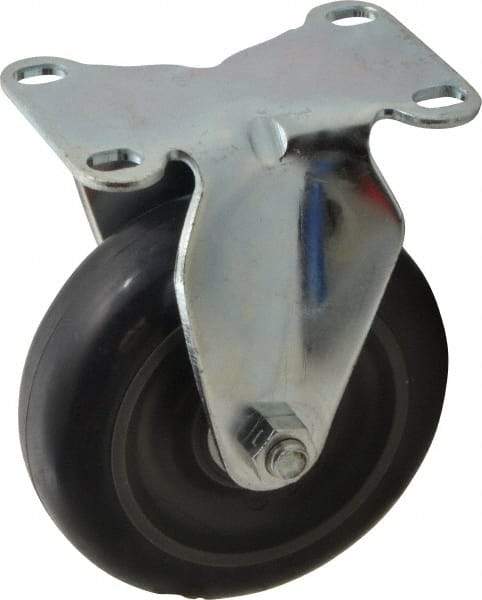 Albion - 4" Diam x 1-1/4" Wide x 5-1/8" OAH Top Plate Mount Rigid Caster - Polyurethane, 350 Lb Capacity, Delrin Bearing, 2-1/2 x 3-5/8" Plate - Industrial Tool & Supply