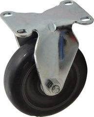 Albion - 4" Diam x 1-1/4" Wide x 5-1/8" OAH Top Plate Mount Rigid Caster - Polyurethane, 350 Lb Capacity, Delrin Bearing, 2-1/2 x 3-5/8" Plate - Industrial Tool & Supply