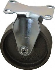 Albion - 4" Diam x 1-1/4" Wide x 5-1/8" OAH Top Plate Mount Rigid Caster - Cast Iron, 350 Lb Capacity, Plain Bearing, 2-1/2 x 3-5/8" Plate - Industrial Tool & Supply
