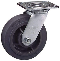 Albion - 8" Diam x 2" Wide x 9-1/2" OAH Top Plate Mount Rigid Caster - Soft Rubber, 675 Lb Capacity, Roller Bearing, 4 x 4-1/2" Plate - Industrial Tool & Supply