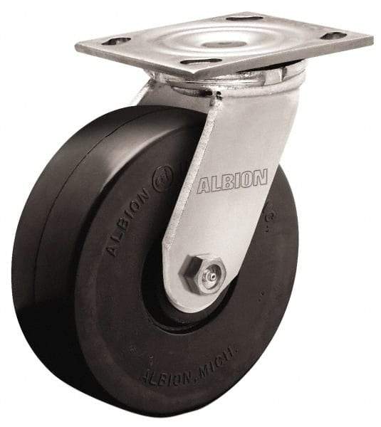 Albion - 4" Diam x 2" Wide x 5-5/8" OAH Top Plate Mount Swivel Caster - Polypropylene, 450 Lb Capacity, Roller Bearing, 4 x 4-1/2" Plate - Industrial Tool & Supply