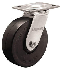 Albion - 4" Diam x 2" Wide x 5-5/8" OAH Top Plate Mount Swivel Caster - Rubber, 350 Lb Capacity, Roller Bearing, 4 x 4-1/2" Plate - Industrial Tool & Supply