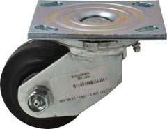 Albion - 3-1/4" Diam x 1-1/2" Wide x 4-1/4" OAH Top Plate Mount Swivel Caster - Rubber, 140 Lb Capacity, Roller Bearing, 4 x 4-1/2" Plate - Industrial Tool & Supply