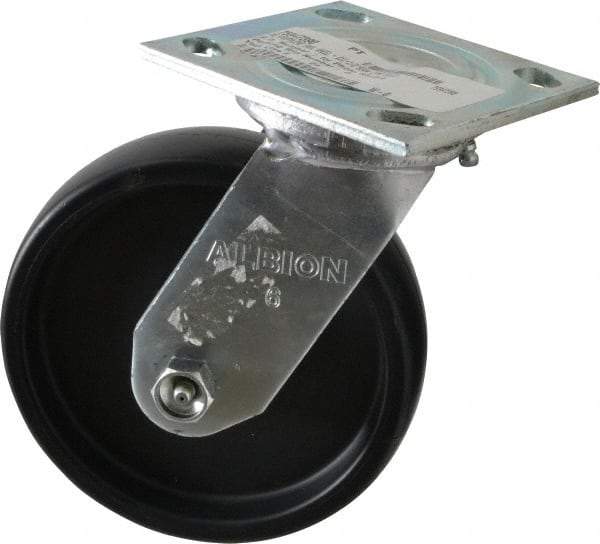 Albion - 6" Diam x 1-1/2" Wide x 7-1/4" OAH Top Plate Mount Swivel Caster - Polypropylene, 550 Lb Capacity, Roller Bearing, 4 x 4-1/2" Plate - Industrial Tool & Supply