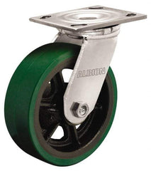 Albion - 4" Diam x 2" Wide x 5-5/8" OAH Top Plate Mount Swivel Caster - Polyurethane, 700 Lb Capacity, Roller Bearing, 4 x 4-1/2" Plate - Industrial Tool & Supply