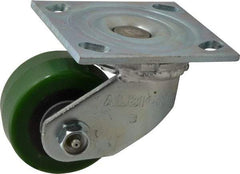 Albion - 3-1/4" Diam x 1-5/8" Wide x 4-1/4" OAH Top Plate Mount Swivel Caster - Polyurethane, 420 Lb Capacity, Roller Bearing, 4 x 4-1/2" Plate - Industrial Tool & Supply