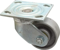 Albion - 3-1/4" Diam x 1-1/2" Wide x 4-1/4" OAH Top Plate Mount Swivel Caster - Cast Iron, 400 Lb Capacity, Roller Bearing, 4 x 4-1/2" Plate - Industrial Tool & Supply