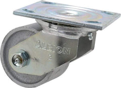 Albion - 3-1/4" Diam x 2-3/16" Wide x 4-1/4" OAH Top Plate Mount Swivel Caster - Cast Iron, 700 Lb Capacity, Roller Bearing, 4 x 4-1/2" Plate - Industrial Tool & Supply