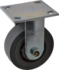 Albion - 5" Diam x 2" Wide x 6-1/2" OAH Top Plate Mount Rigid Caster - Soft Rubber, 350 Lb Capacity, Roller Bearing, 4 x 4-1/2" Plate - Industrial Tool & Supply