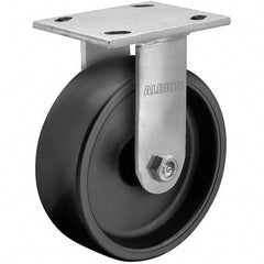 Albion - 6" Diam x 2" Wide x 7-1/4" OAH Top Plate Mount Rigid Caster - Polypropylene, 650 Lb Capacity, Roller Bearing, 4 x 4-1/2" Plate - Industrial Tool & Supply