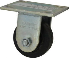 Albion - 3-1/4" Diam x 2" Wide x 4-1/4" OAH Top Plate Mount Rigid Caster - Rubber, 140 Lb Capacity, Roller Bearing, 4 x 4-1/2" Plate - Industrial Tool & Supply