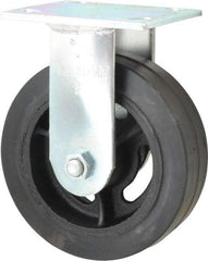 Albion - 6" Diam x 2" Wide x 7-1/4" OAH Top Plate Mount Rigid Caster - Rubber, 410 Lb Capacity, Roller Bearing, 4 x 4-1/2" Plate - Industrial Tool & Supply