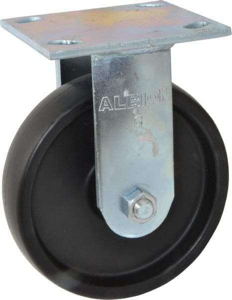 Albion - 6" Diam x 1-1/2" Wide x 7-1/4" OAH Top Plate Mount Rigid Caster - Polypropylene, 550 Lb Capacity, Roller Bearing, 4 x 4-1/2" Plate - Industrial Tool & Supply