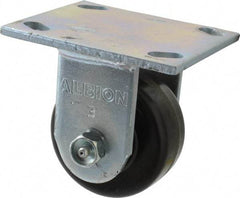 Albion - 3-1/4" Diam x 1-1/2" Wide x 4-1/4" OAH Top Plate Mount Rigid Caster - Phenolic, 600 Lb Capacity, Roller Bearing, 4 x 4-1/2" Plate - Industrial Tool & Supply