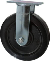 Albion - 8" Diam x 2" Wide x 9-1/2" OAH Top Plate Mount Rigid Caster - Phenolic, 1,250 Lb Capacity, Roller Bearing, 4 x 4-1/2" Plate - Industrial Tool & Supply