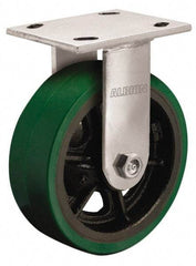 Albion - 6" Diam x 2" Wide x 7-1/4" OAH Top Plate Mount Rigid Caster - Polyurethane, 900 Lb Capacity, Roller Bearing, 4 x 4-1/2" Plate - Industrial Tool & Supply