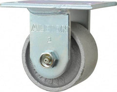 Albion - 3-1/4" Diam x 2" Wide x 4-1/4" OAH Top Plate Mount Rigid Caster - Cast Iron, 700 Lb Capacity, Roller Bearing, 4 x 4-1/2" Plate - Industrial Tool & Supply