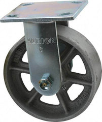 Albion - 6" Diam x 2" Wide x 7-1/4" OAH Top Plate Mount Rigid Caster - Cast Iron, 900 Lb Capacity, Roller Bearing, 4 x 4-1/2" Plate - Industrial Tool & Supply