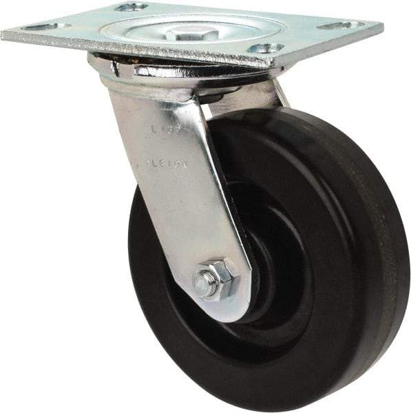 Albion - 6" Diam x 2" Wide x 7-1/2" OAH Top Plate Mount Swivel Caster - Phenolic, 1,200 Lb Capacity, Roller Bearing, 4-1/2 x 6-1/4" Plate - Industrial Tool & Supply