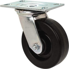 Albion - 6" Diam x 2" Wide x 7-1/2" OAH Top Plate Mount Swivel Caster - Phenolic, 1,200 Lb Capacity, Roller Bearing, 4-1/2 x 6-1/4" Plate - Industrial Tool & Supply