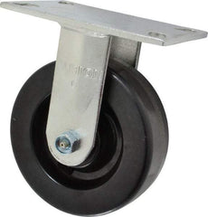 Albion - 6" Diam x 2" Wide x 7-1/2" OAH Top Plate Mount Rigid Caster - Phenolic, 1,400 Lb Capacity, Roller Bearing, 4-1/2 x 6-1/4" Plate - Industrial Tool & Supply