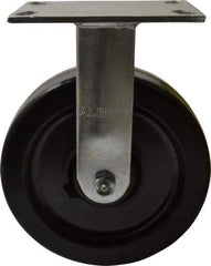 Albion - 8" Diam x 2" Wide x 10-1/8" OAH Top Plate Mount Rigid Caster - Phenolic, 1,400 Lb Capacity, Roller Bearing, 4-1/2 x 6-1/4" Plate - Industrial Tool & Supply