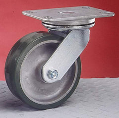 Albion - 4" Diam x 2" Wide x 5-5/8" OAH Top Plate Mount Rigid Caster - Cast Iron, 700 Lb Capacity, Roller Bearing, 5 x 6-1/4" Plate - Industrial Tool & Supply
