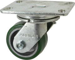 Albion - 4" Diam x 2" Wide x 5-5/8" OAH Top Plate Mount Swivel Caster - Polyurethane, 700 Lb Capacity, Roller Bearing, 4-1/2 x 6-1/4" Plate - Industrial Tool & Supply