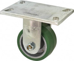 Albion - 4" Diam x 2" Wide x 5-5/8" OAH Top Plate Mount Rigid Caster - Polyurethane, 700 Lb Capacity, Roller Bearing, 5 x 6-1/4" Plate - Industrial Tool & Supply