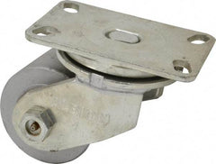 Albion - 4" Diam x 3" Wide x 5-1/2" OAH Top Plate Mount Swivel Caster - Cast Iron, 2,000 Lb Capacity, Roller Bearing, 4-1/2 x 6-1/4" Plate - Industrial Tool & Supply