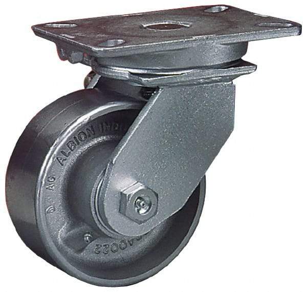 Albion - 10" Diam x 3" Wide x 12-1/2" OAH Top Plate Mount Swivel Caster - Phenolic, 2,900 Lb Capacity, Roller Bearing, 5-1/4 x 7-1/4" Plate - Industrial Tool & Supply