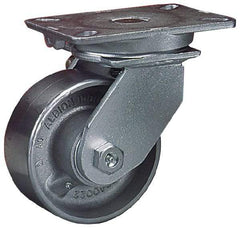 Albion - 10" Diam x 3" Wide x 12-1/2" OAH Top Plate Mount Swivel Caster - Phenolic, 2,900 Lb Capacity, Roller Bearing, 5-1/4 x 7-1/4" Plate - Industrial Tool & Supply