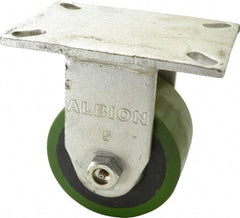 Albion - 5" Diam x 3" Wide x 7" OAH Top Plate Mount Rigid Caster - Polyurethane, 1,530 Lb Capacity, Roller Bearing, 5 x 7-1/4" Plate - Industrial Tool & Supply