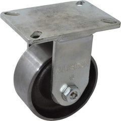 Albion - 6" Diam x 2-1/2" Wide x 8" OAH Top Plate Mount Rigid Caster - Forged Steel, 3,500 Lb Capacity, Roller Bearing, 5 x 7-1/4" Plate - Industrial Tool & Supply