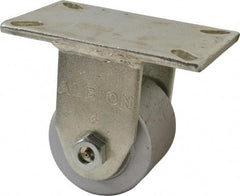 Albion - 4" Diam x 3" Wide x 6" OAH Top Plate Mount Rigid Caster - Cast Iron, 2,000 Lb Capacity, Roller Bearing, 5 x 7-1/4" Plate - Industrial Tool & Supply