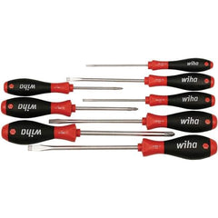 Wiha - 8 Piece Slotted & Phillips Screwdriver Set - Bit Sizes: Philips #1, #2 & #3, Comes in Box - Industrial Tool & Supply