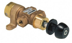 Parker - 1/4" NPT HD Manual Spool Valve - 3-Way, 2-Position Detent, Knob Type, Ball Detent & Panel Mounting - Industrial Tool & Supply