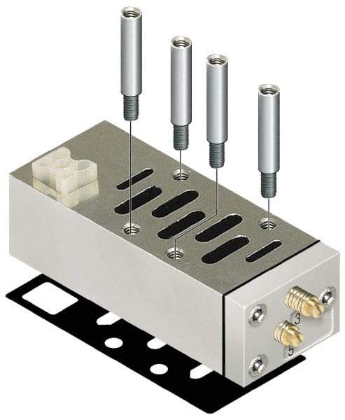 Parker - ISO 2 Sandwich Flow Control Valve - ISO 5599-2 Plug-In, 0 to 145 PSI & Zinc Material - Industrial Tool & Supply