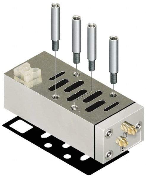 Parker - ISO 3 Sandwich Flow Control Valve - ISO 5599-2 Plug-In, 0 to 145 PSI & Zinc Material - Industrial Tool & Supply