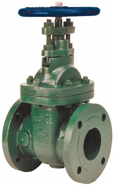 NIBCO - 2" Pipe, Class 150, Flanged-Raised Face Ductile Iron Solid Wedge Stem Gate Valve - 285 WOG, 150 WSP, Bolted Bonnet - Industrial Tool & Supply