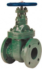 NIBCO - 2-1/2" Pipe, Class 150, Flanged-Raised Face Ductile Iron Solid Wedge Stem Gate Valve - 285 WOG, 150 WSP, Bolted Bonnet - Industrial Tool & Supply