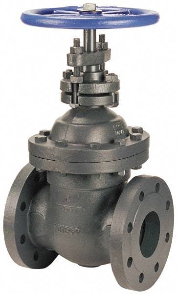 NIBCO - 10" Pipe, Class 250, Flanged Iron Solid Wedge Stem Gate Valve with By-Pass - 500 WOG, 250 WSP, Bolted Bonnet - Industrial Tool & Supply