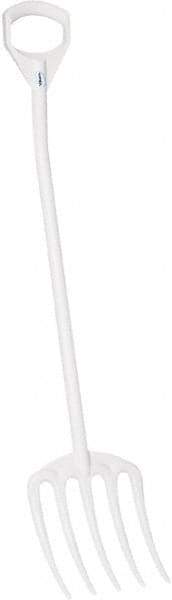 Vikan - Fork with 38" D-Grip Handle - 5 Tines, 10-1/2" Tine Length - Industrial Tool & Supply