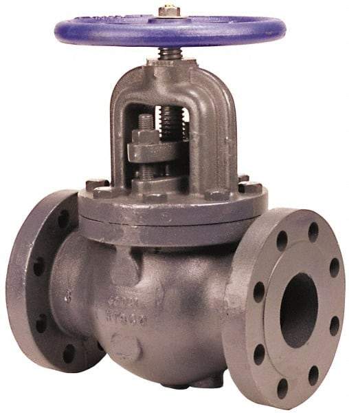 NIBCO - 4" Pipe, Flanged Ends, Iron Renewable Globe Valve - Bronze Disc, Bolted Bonnet, 500 psi WOG, 250 psi WSP, Class 250 - Industrial Tool & Supply