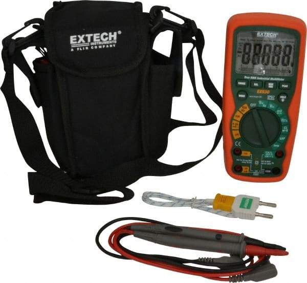 Extech - EX530, CAT IV, 1,000 VAC/VDC, Digital True RMS Multimeter - 40 mOhm, Measures Voltage, Capacitance, Current, Frequency, Resistance, Temperature - Industrial Tool & Supply