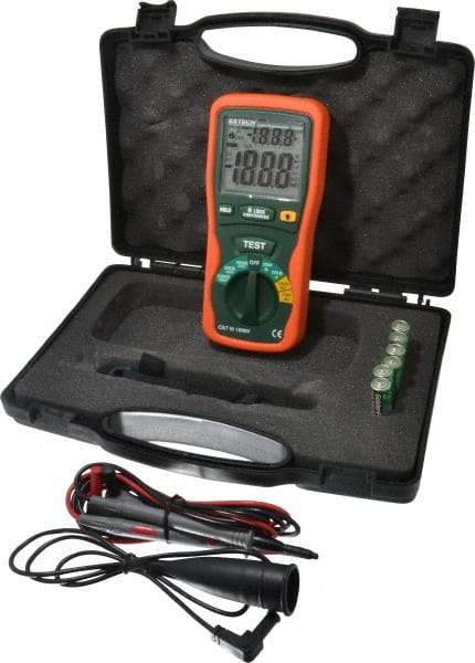Extech - Digital LCD Display, 2,000 Megohm Electrical Insulation Resistance Tester & Megohmmeter - 1,000 VAC Max Test Voltage, Powered by 1.5V AA Battery - Industrial Tool & Supply