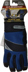 Youngstown - Size XL (10), ANSI Cut Lvl 4, Puncture Lvl 3, Abrasion Lvl 4, Kevlar Cut & Puncture Resistant Gloves - Kevlar/Micro Fleece Lining, Hook & Loop Cuff, Blue/Black, Paired - Industrial Tool & Supply